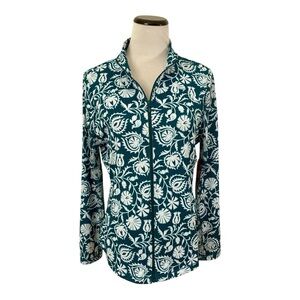 Gottex Full Zip Lightweight Athletic Jacket Sz L Peacock Floral Activewear